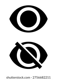 Minimal Eye Show Hide Icons for User Interface Design