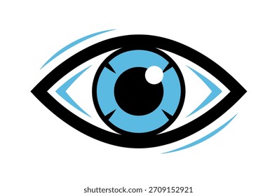 Minimal eye symbol vector showing view vision and watch concept for security and observation design

