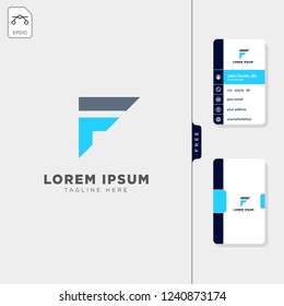minimal F initial logo template vector illustration, free business card design template