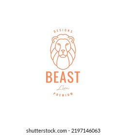 Minimal Face Beast Lion Mane Logo Design