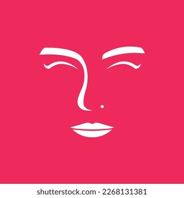 minimal face beautiful women female girl lips noose eyes eyebrow logo design vector