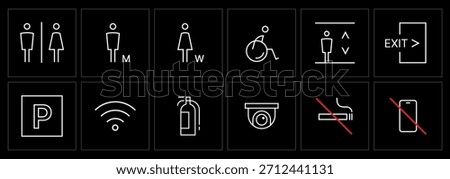 Minimal Facility Line Icon Set for Public Signage and Wayfinding