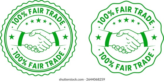 Minimal Fair Trade Handshake Outline Seal for Organic Clothing Tags, Eco-Friendly Boxes, and Product Branding
