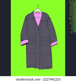 Minimal fashion flat illustration. Stylish coat. Fall winter season concept