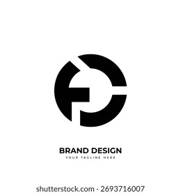 Minimal FC CF letter circle logo featuring abstract unique monogram design, modern elegance, and professional branding.