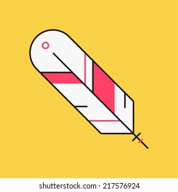 Minimal feather. Flat design. Feather pen illustration. Education concept. Use for card, poster, brochure, banner, web design, wallpaper. Easy to edit. Vector illustration - EPS10.