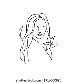 Minimal female line art, Continuous line art for print, poster. contemporary portrait - Shutterstock ID 1916500895