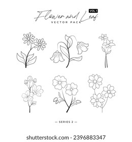 Minimal feminine botanical floral branch in silhouette style - Hand drawn wedding herb - Perfect for wedding invitations cards blogs