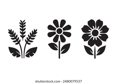 Minimal feminine botanical floral branch in silhouette vector design