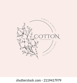 Minimal feminine floral monogram and logo. Hand drawn wedding herb, elegant leaves. Botanical rustic trendy greenery vector