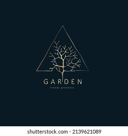 Minimal feminine floral monogram and logo. Hand drawn wedding herb, elegant leaves. Botanical rustic trendy greenery vector