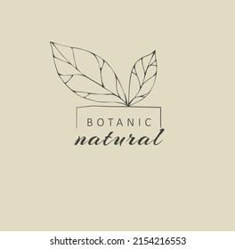 Minimal feminine floral monogram and logo. Hand drawn wedding herb, elegant leaves. Botanical rustic trendy greenery vector illustration