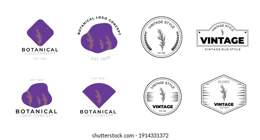 Minimal feminine modern botanical floral organic natural abstract thyme and rosemary classical floral logo design