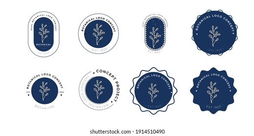 Minimal feminine modern botanical floral organic natural abstract mistletoe classical floral logo design