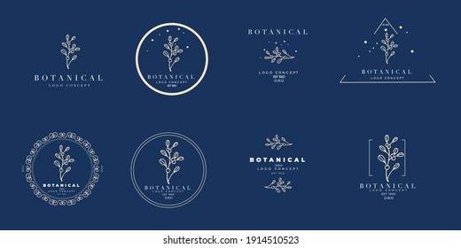 Minimal Feminine Modern Botanical Floral Organic Natural Abstract Mistletoe Classical Floral Logo Design