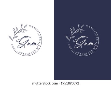 Minimal feminine modern botanical floral organic natural abstract mistletoe classical floral logo design