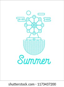 Minimal Ferris wheel Pineapple Illustration for Summer Branding