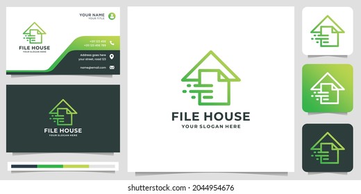 logotipo de archivo mínimo combinado con plantilla de diseño de casa creativa. diseño de logotipo y tarjeta de visita