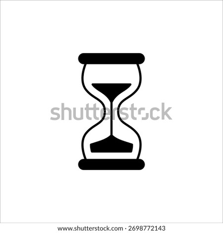 Minimal filled black sand clock with detailed base symbol.