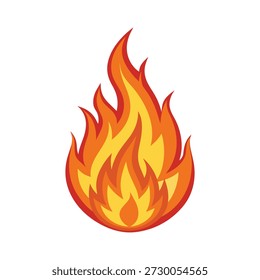 Minimal Fire Icon Design with Smooth Flame Curves on White