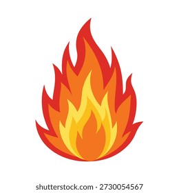 Minimal Fire Icon Design with Smooth Flame Curves on White