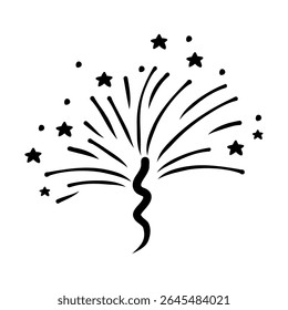 Icono mínimo de explosión de fuegos artificiales con estrellas Vector