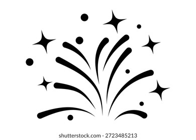 Colección de íconos de fuegos artificiales mínimos que muestran explosiones festivas para celebraciones y eventos especiales. Fuegos artificiales festivos modernos con estrellas y chispas. Vector de Anuncio de fiesta de celebración festiva.