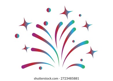 Colección de íconos de fuegos artificiales mínimos que muestran explosiones festivas para celebraciones y eventos especiales. Fuegos artificiales festivos modernos con estrellas y chispas. Vector de Anuncio de fiesta de celebración festiva.