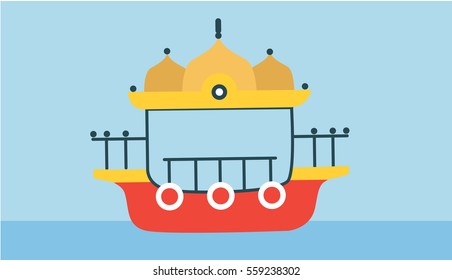 Minimal Fish and Bread Sultanate Boat Illustration in Istanbul