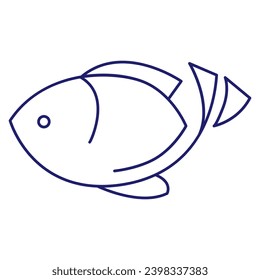 Minimale Fischsymbole, die Wassertiere mit verschiedenen Flossen, Waagen, Schwänzen und Kiemen zeigen, die im Wasser, als Skelett oder in einer Schüssel schwimmen. Dünne Linie Kunst über Fisch. Bearbeitbarer Stroke. Fisch-Symbol-Linie. EPS10