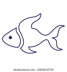 Minimale Fischsymbole, die Wassertiere mit verschiedenen Flossen, Waagen, Schwänzen und Kiemen zeigen, die im Wasser, als Skelett oder in einer Schüssel schwimmen. Dünne Linie Kunst über Fisch. Bearbeitbarer Stroke. Fisch-Symbol-Linie. EPS10