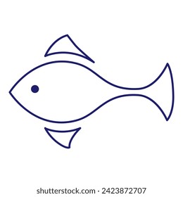 Minimale Fischsymbole, die Wassertiere mit verschiedenen Flossen, Waagen, Schwänzen und Kiemen zeigen, die im Wasser, als Skelett oder in einer Schüssel schwimmen. Dünne Linie Kunst über Fisch. Bearbeitbarer Stroke. Fisch-Symbol-Linie. EPS10