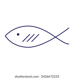 Minimale Fischsymbole, die Wassertiere mit verschiedenen Flossen, Schuppen, Schwänzen und Kiemen zeigen, die im Wasser, als Skelett oder in einer Schüssel schwimmen. Dünne Linien über Fische. Bearbeitbarer Strich. Fischsymbol-Linie. EPS 10