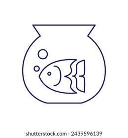 Minimale Fischsymbole, die Wassertiere mit verschiedenen Flossen, Schuppen, Schwänzen und Kiemen zeigen, die im Wasser, als Skelett oder in einer Schüssel schwimmen. Dünne Linien über Fische. Bearbeitbarer Strich. Fischsymbol-Linie. EPS 10