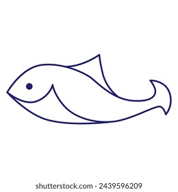 Minimale Fischsymbole, die Wassertiere mit verschiedenen Flossen, Schuppen, Schwänzen und Kiemen zeigen, die im Wasser, als Skelett oder in einer Schüssel schwimmen. Dünne Linien über Fische. Bearbeitbarer Strich. Fischsymbol-Linie. EPS 10