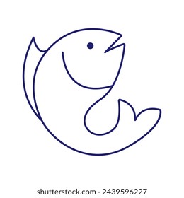 Minimale Fischsymbole, die Wassertiere mit verschiedenen Flossen, Schuppen, Schwänzen und Kiemen zeigen, die im Wasser, als Skelett oder in einer Schüssel schwimmen. Dünne Linien über Fische. Bearbeitbarer Strich. Fischsymbol-Linie. EPS 10