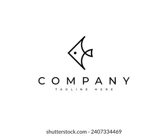 minimal fish line logo design