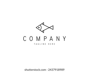 diseño de logotipo de línea de pez minimalista