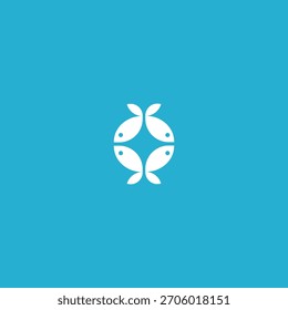 Logotipo de pescado minimalista Diseño de Vector plano Icon.