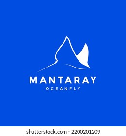 minimal fish manta ray modern logo design