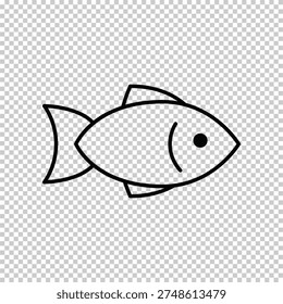 Minimal fish outline illustration representing marine life and aquatic animals. Perfect for fishing logos, seafood menus, nature themes, and ocean design projects.