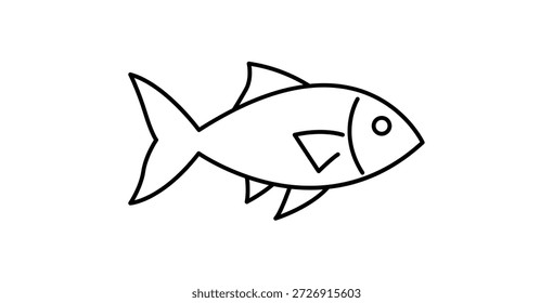 Minimale Fisch Umriss Illustration Vektorsymbol für Meeresfrüchte und marine Design