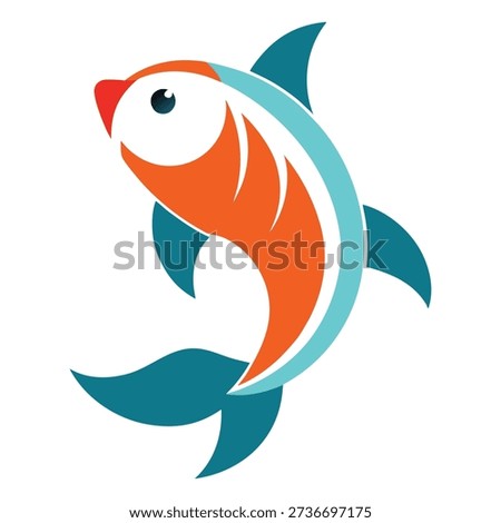 Minimal fish symbol designed for mindfulness wellness branding and tranquil modern illustration projects