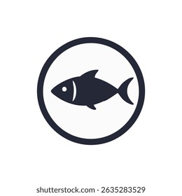 A minimal fish symbol inside a circle — ideal for seafood brands, logos, and food product labeling