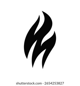 Minimale Flamme Logo Vektor - schwarzes Feuer-Symbol für Warnung oder Hitze
