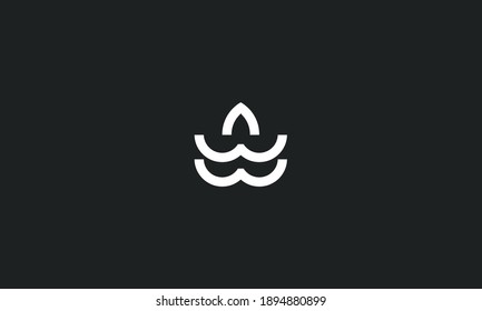 Minimal flat abstract white logo design in black background