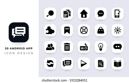 Minimal flat android app icon pack. In this pack incorporate with twenty different android app icon.
