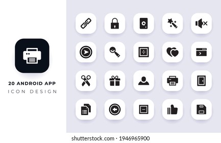 Minimal flat android app icon pack. In this pack incorporate with twenty different android app icon.
