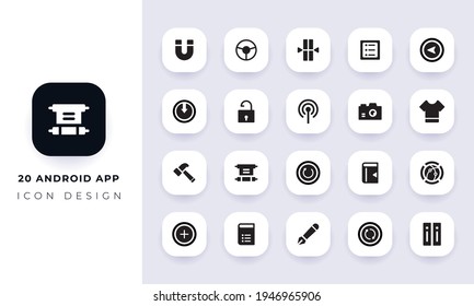 Minimal flat android app icon pack. In this pack incorporate with twenty different android app icon.
