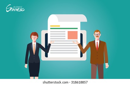 Minimal flat character of business sucess concept illustrations